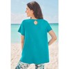 Roaman's Plus Size Cotton Ultimate Swing Tee With Keyhole Back - 3 of 4