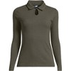 Lands' End Women's Long Sleeve Pointelle Rib Keyhole Polo Top - 3 of 4