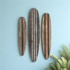 HomeRoots Set of Three Brown Black And Natural Distressed Solid Wood Surfboard Hanging Dimensional Sculptures - 2 of 4