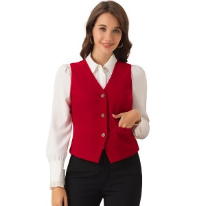 INSPIRE CHIC Women's Steampunk Velvet Sleeveless Button-Down V-Neck Suit Vest - 1 of 4