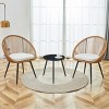 3 Piece Modern Outdoor Garden Bistro Set,Metal Patio Tea Table Set,Outdoor Round Coffee Table and 2 Swivel Rattan Chairs Set-Coolbibila - 3 of 4