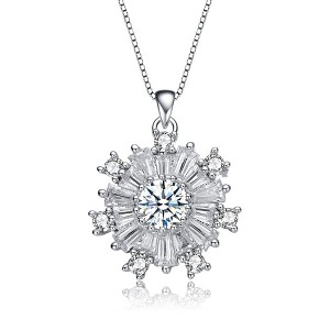 Elegant flower-shped cubic zirconia pendant neckalce, perfect for adding a touch of sophistication and timeless beauty to any outfit - 1 of 3