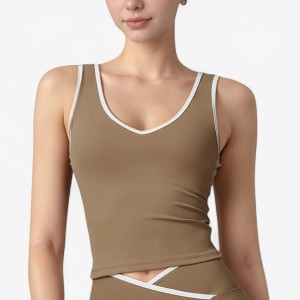 Anna-Kaci Active Women's Contrast Trim Cropped Tank Top with Scoop Neck and Stretch Fit for Yoga and Everyday Wear - 1 of 4