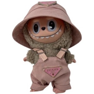 Doll Clothes Superstore Pretty in Pink Overalls and Hat for Fashion-Forward 17.5 cm Labubu Dolls - 1 of 4