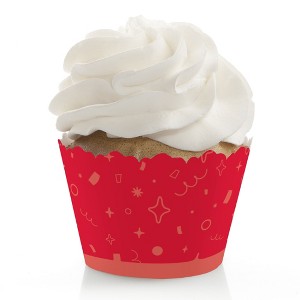 Big Dot of Happiness Red Confetti Stars - Simple Party Decorations - Party Cupcake Wrappers - Set of 12 - 1 of 4
