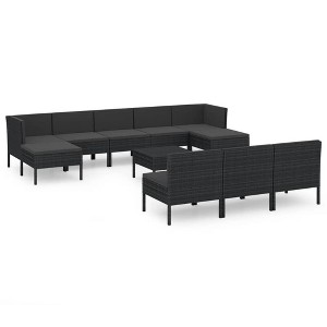 vidaXL Patio Lounge Set Outdoor Sectional Sofa Set Table Poly Rattan Black - 1 of 4
