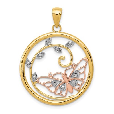 Black Bow Jewelry 14k Yellow & Rose Gold with White Rhodium 25mm Butterfly Pendant