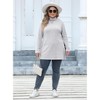 Coolmee Women Plus Size High Neck Long Sleeve Slim-Fit Striped Slit Midi Tops - 3 of 4