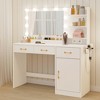 COZONY Makeup Vanity Table with Mirror, LED Bulbs & Power Outlet, Modern Dressing Table with 3 Drawers & Storage Shelves for Bedroom , White - 3 of 4