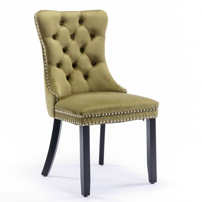 NicBex Dining Chair Set of 2 Modern Upholstered Velvet Fabric Tufted Side Chair with Wood Legs Dining Room Furniture