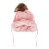 CTM Girl's One Size Fits Most Knit Winter Beanie with Pom Bow and Ear Flaps - 2 of 4