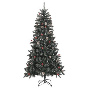 vidaXL Christmas Tree Green and White PVC, Steel Extra Tall Collapsible - 1 of 4