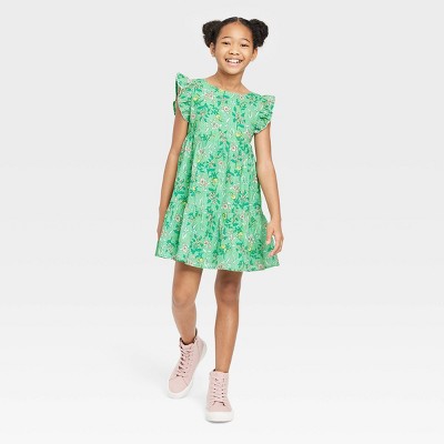 Girls' Flutter Sleeve Dress - Cat & Jack™ Green