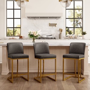 Captiva Designs 24 inch Height Bar Stool with Faux Leather & Padded Seat and Back & Sturdy Steel Frame - 1 of 4
