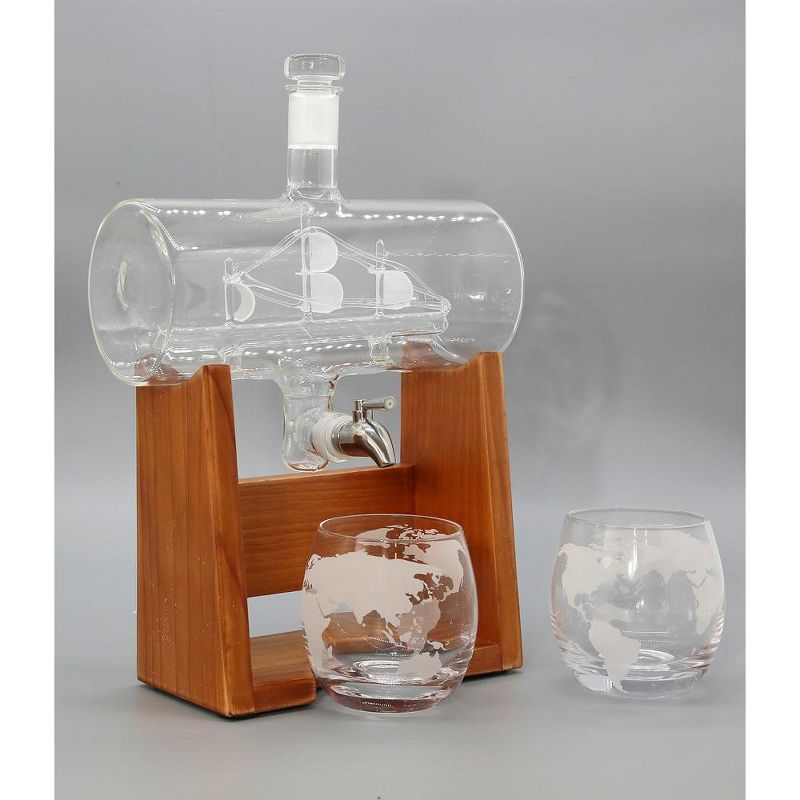 NutriChef 37oz Glass Whiskey Decanter with Glasses, 2 of 4