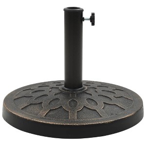 vidaXL Bronze Round Parasol Base with Weather-Resistant Polyresin Material, Heavy-Duty and Decorative Umbrella Stand Suitable for Various Pole Sizes - 1 of 4