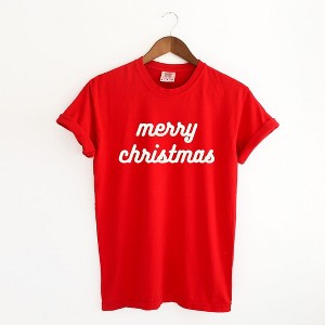 Simply Sage Market Women's Merry Bold Cursive Words Puff Print Short Sleeve Garment Dyed Tee - 1 of 4