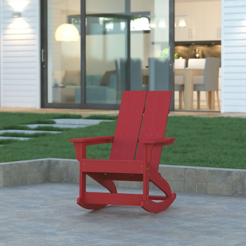Emma and Oliver Modern All-Weather Poly Resin Adirondack Rocking Chair for Indoor/Outdoor Use, 2 of 12