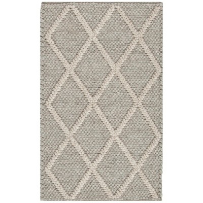 Gray Hand-Tufted Wool and Viscose Geometric Area Rug, 2' x 3'