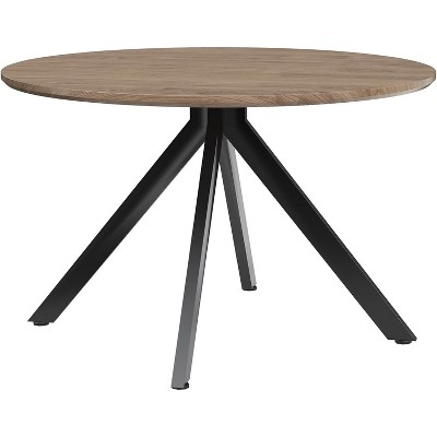 Lirago Mid Century Dining Table 47in Round Wood Top X Frame Metal Rustic Vintage 4-6 Person Waterproof Scratch Resistant Durable Easy Assembly