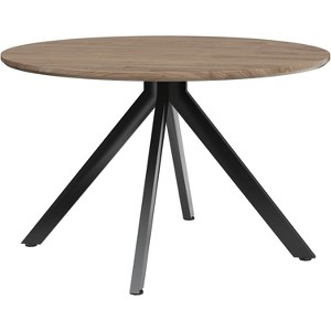 Lirago Mid Century Dining Table 47in Round Wood Top X Frame Metal Rustic Vintage 4-6 Person Waterproof Scratch Resistant Durable Easy Assembly - 1 of 4