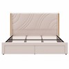 Merax Modern Velvet Upholstered LED Bed Frame with Wingback Headboard & Storage Drawers - 2 of 4