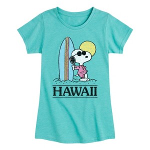 Girls' - Peanuts - Hawaii Fitted Short Sleeve Graphic T-Shirt - 1 of 4