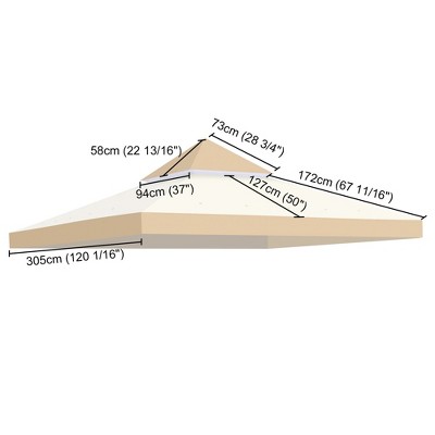 10x10 Beige and Cream Polyester Dual-Tier Gazebo Canopy Cover