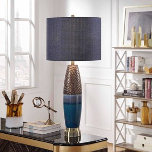 Bedford Table Lamp Blue/Copper Body - StyleCraft: Steel Base, Polystyrene Shade, No Assembly Required - 1 of 4
