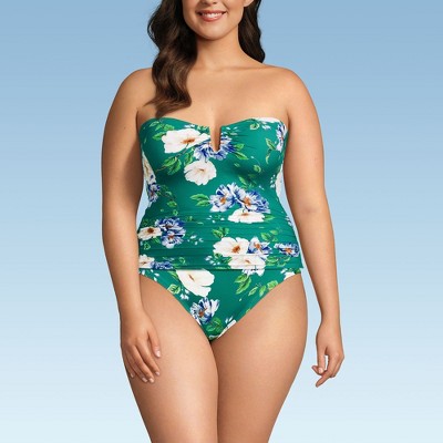 Lands' End Women's Slender Bandeau U-Wire Tankini Swimsuit Top