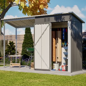 GDFStudio Delia Modern 5x3FT Galvanized 2-in-1 Steel Shed with