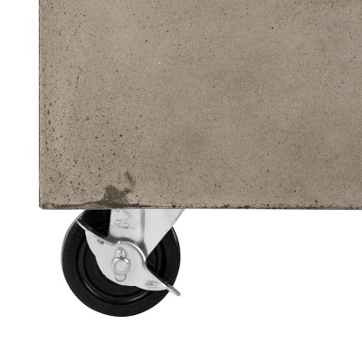 Gargon Dark Gray Concrete Square Coffee Table with Casters