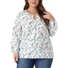 Agnes Orinda Women's Plus Size Chiffon Keyhole Long Sleeve Floral Blouses - 2 of 4