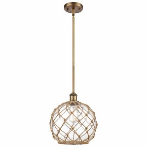 Farmhouse Rope - 1 Light Stem Hung Mini Pendant In Industrial Style-13 Inches Tall and 10 Inches Wide - 1 of 1