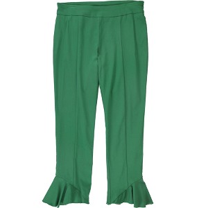 I.N.C International Concepts Womens Ruffle Hem Casual Cropped Pants, Green, 8 - 1 of 2
