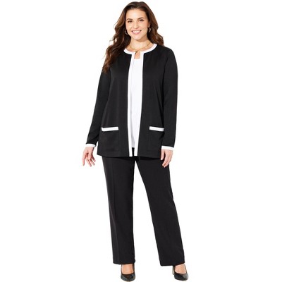 Catherines Women's Plus Size Ponte Jewel Neck Blazer