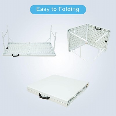 White Adjustable Height Portable Folding Table for Camping