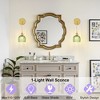 POWLIG 24.88-in 1-Light Green Gold Adjustable Wall Sconce with Tulip Glass Shade - 4 of 4