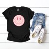 Simply Sage Market Women's Pink Checker Smiley Face Short Sleeve Graphic Tee - 2 of 2