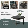 INFURNIC Coffee Tables Vintage Octagonal Wooden Coffee Table with Cross Metal Legs and Retro Patchwork Design, Black, 29.1"*29.1"*17.7" - 3 of 4