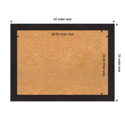 Espresso Framed Natural Cork Bulletin Board 32" x 24"