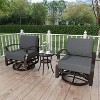 ALAULM 3 Pieces Patio Furniture Set, Outdoor Aluminum Swivel Gliders Rocker, Rocking Chair with Tempered Glass Table and Thickened Cushions,(Black) - 2 of 4