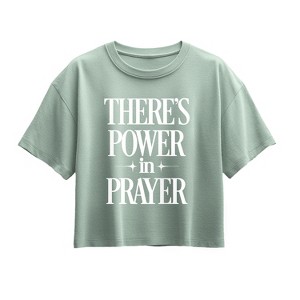 Girls' - Instant Message - Theres Power In Prayer Short Sleeve Boxy Graphic T-Shirt - 1 of 3