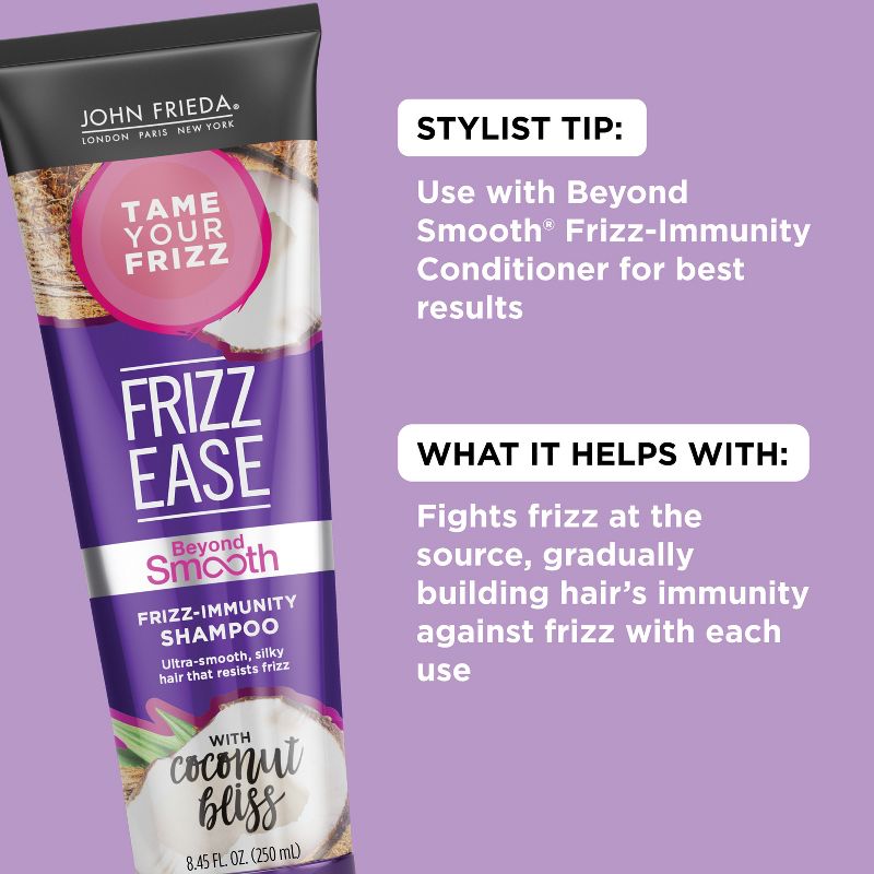 John Frieda Frizz Ease Beyond Smooth Shampoo, Frizz Immunity Shampoo, Anti-Humidity Coconut Bliss - 8.45 fl oz, 5 of 9