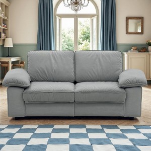 VASIP 78" Black Faux Leather Loveseat,Compact Sofa with Hidden Storage for Small Apartment, Living Room - 1 of 4