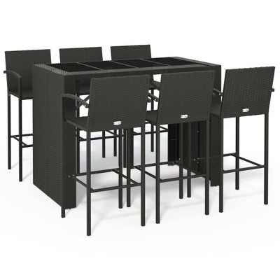 vidaXL Garden Bar Set Black PE rattan One Size Ergonomic Bar Table Set