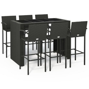 vidaXL Garden Bar Set Black PE rattan One Size Ergonomic Bar Table Set - 1 of 4