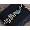 Alilang Gold Tone Peacock Pendant Necklace with Blue and Green Crystal Rhinestones - 3 of 4