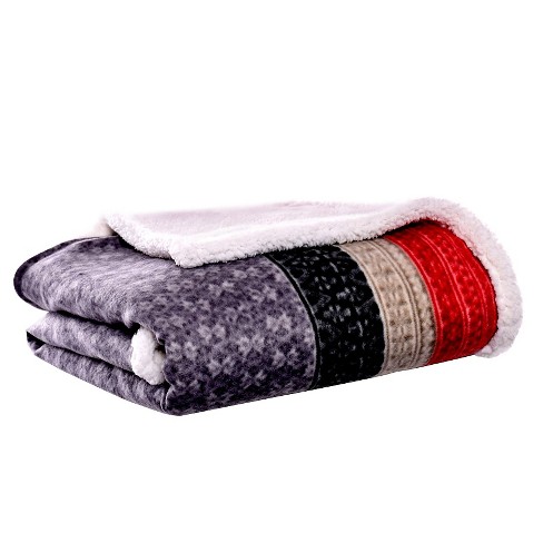 Eddie Bauer Printed Plush Fleece/Sherpa Throw Blanket & Reviews