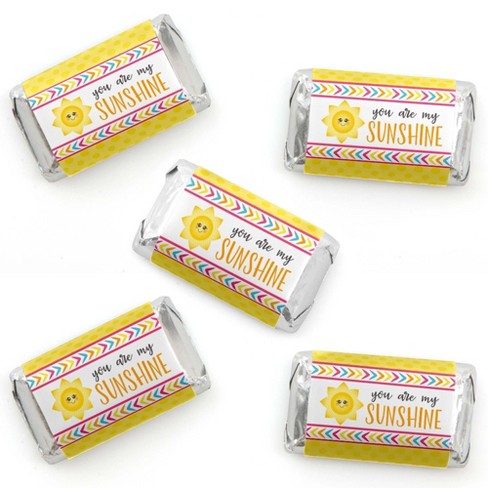 Big Dot of Happiness You Are My Sunshine - Mini Candy Bar Wrapper Stickers - Baby Shower or Birthday Party Small Favors - 40 Count - image 1 of 4